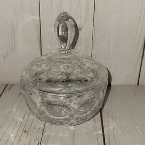 Vintage Small Candy Dish Apothecary Jar Clear Heavy Matching Lid
